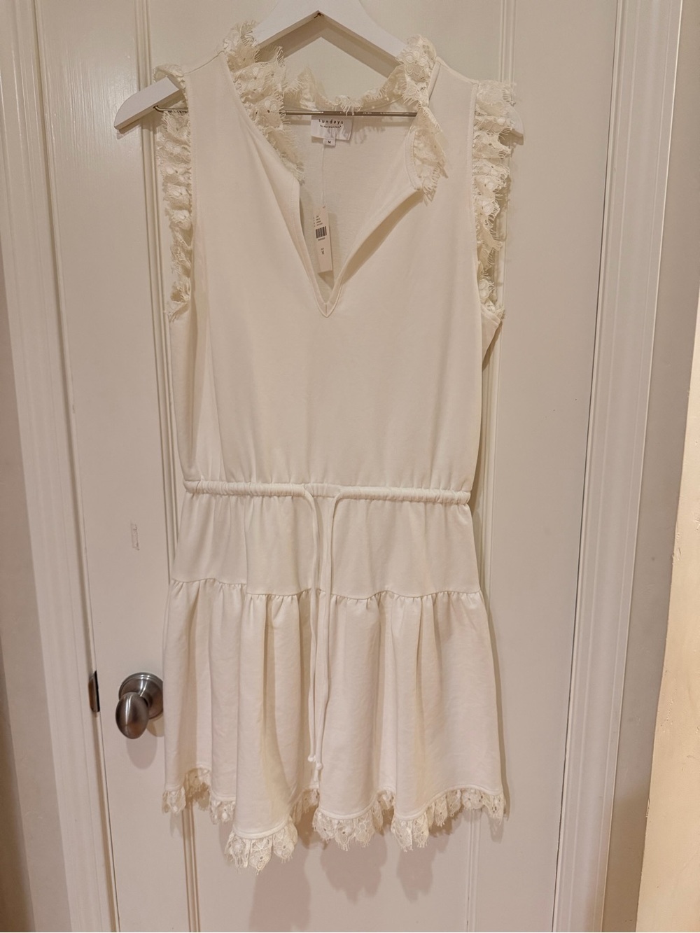 Cream Sundays Anthropologie Cream Tara Dress with Lace Trim - Picture 2 of 7